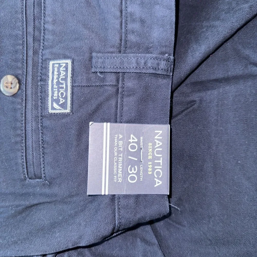 NAUTICA Beacon pants black a‎ bit trimmer mens tag size 40x30 NWT